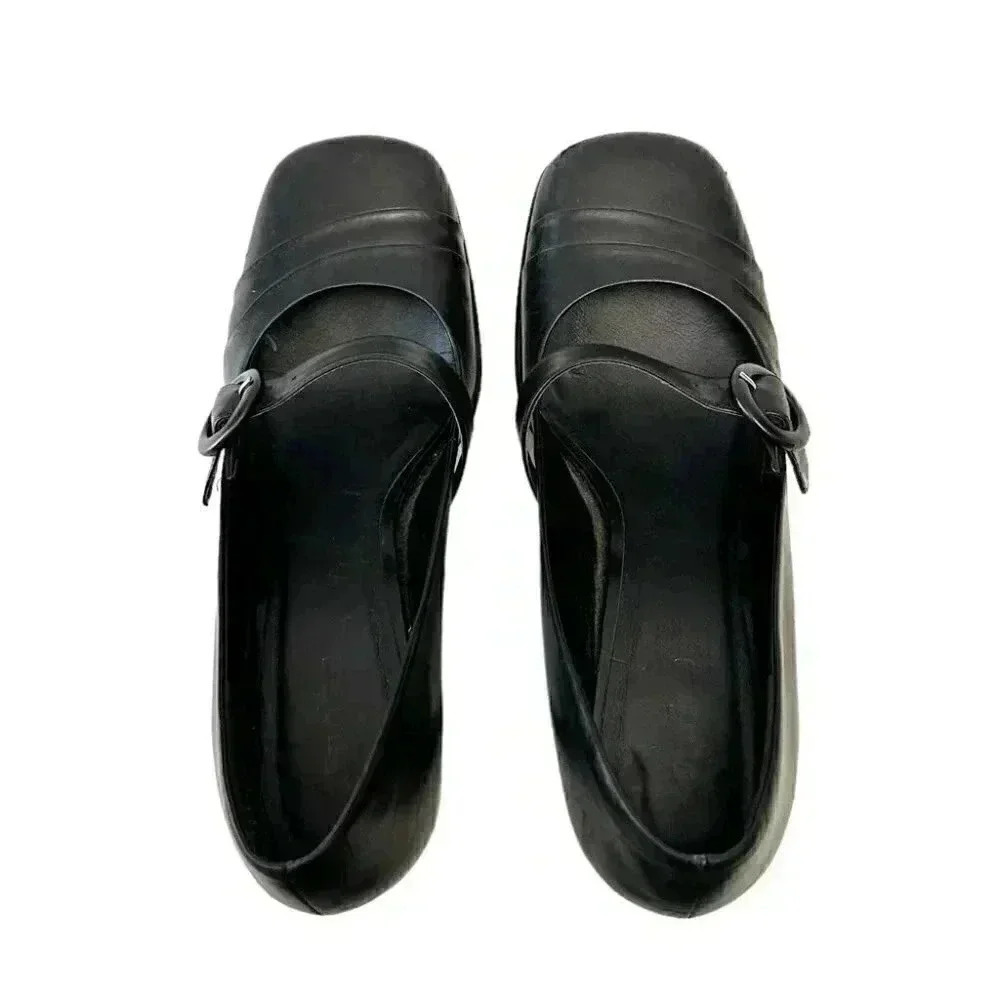 Vintage Spring High Heel Mary Jane Pumps Genuine Leather Black Size 7.5 EU 38 - Picture 8 of 15